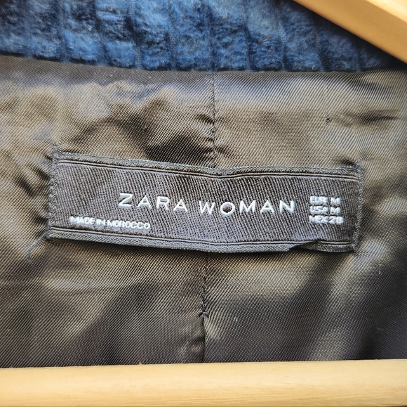 ZARA Blue Wide Wale Corduroy Double Breasted Coat - Picture 8 of 9
